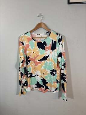 Hang Ten Women's XL Floral Long Sleeve Sun Shirt UPF 50+ Rash Guard